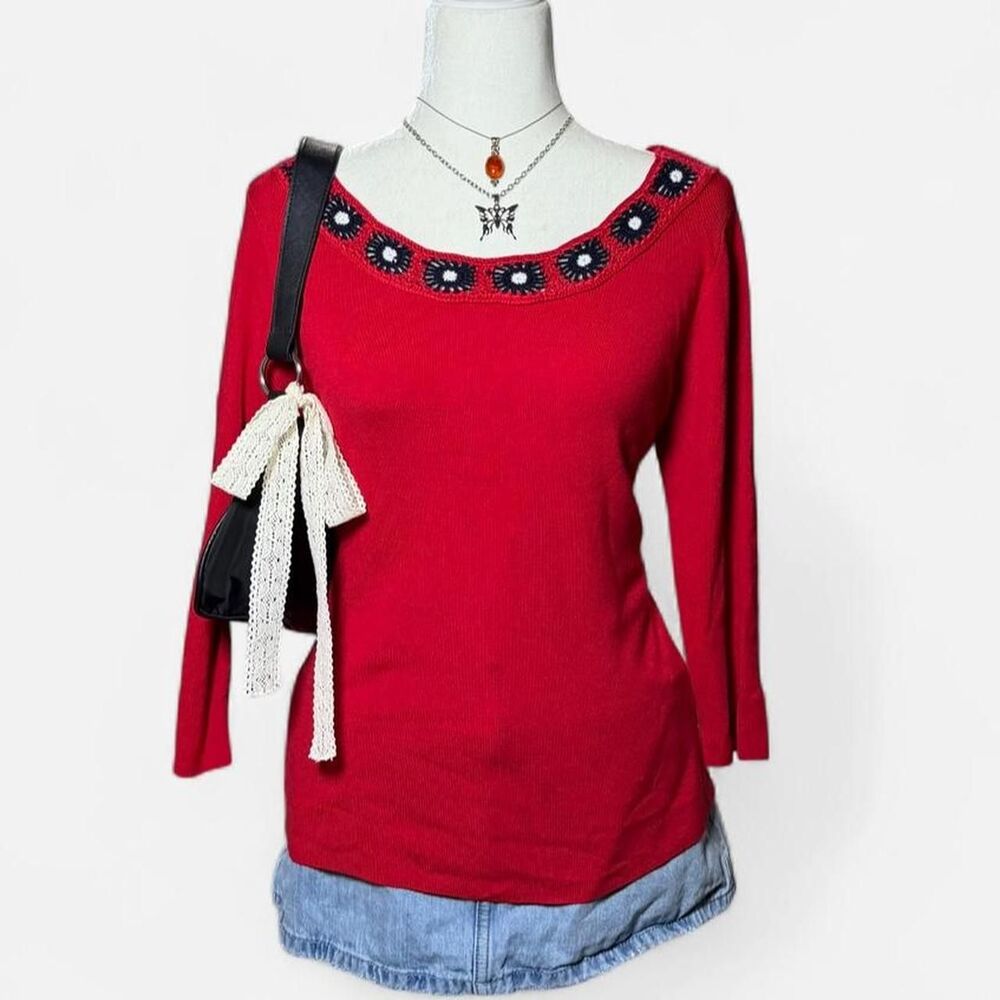 Vintage Ruby Rd Women's Red Sweater